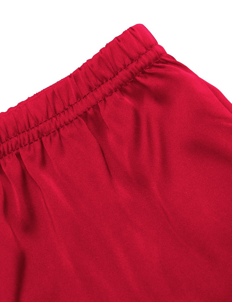 Satin shorts, wine red with elastic waistband detail