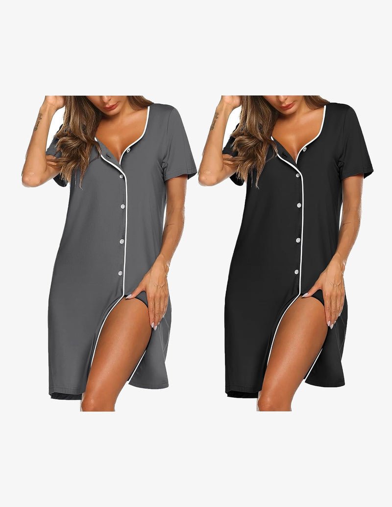 2 Pack Button Down Pajama Dress (US Only)