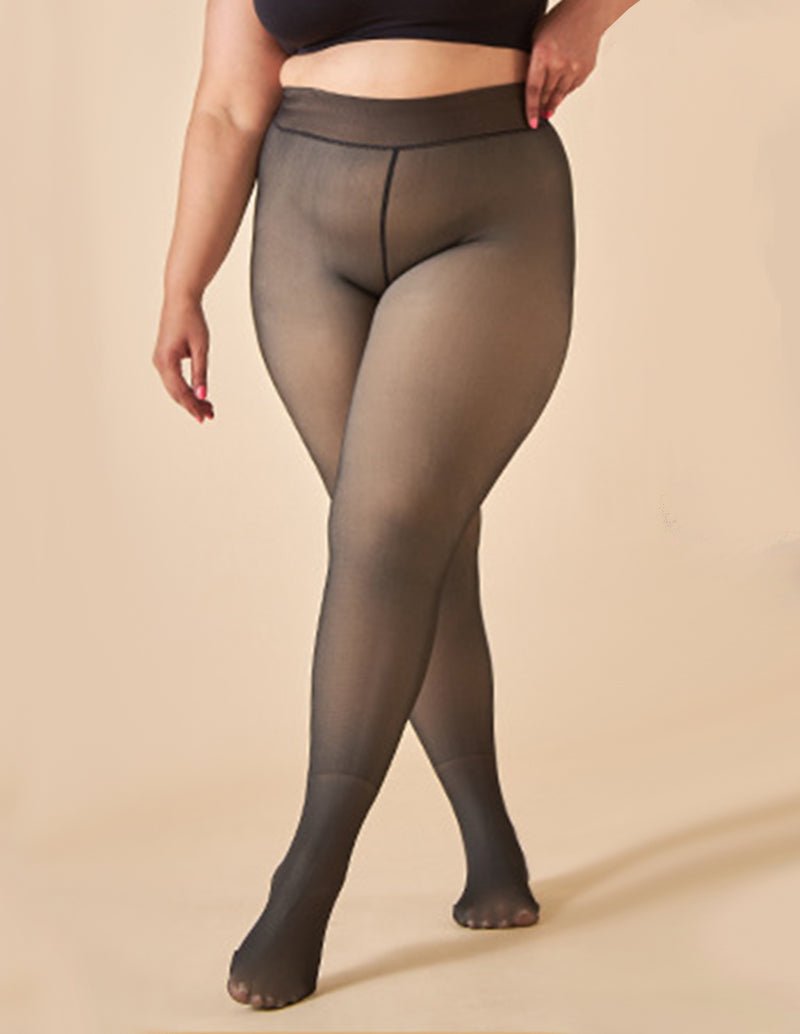 Fleece-lined pantyhose tights, dark gray, full-length front view