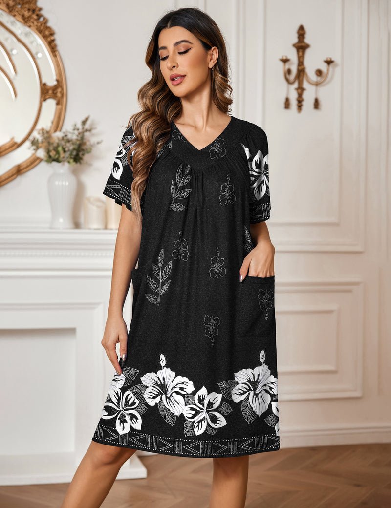 Floral Print Nightdress with Pockets (US Only)