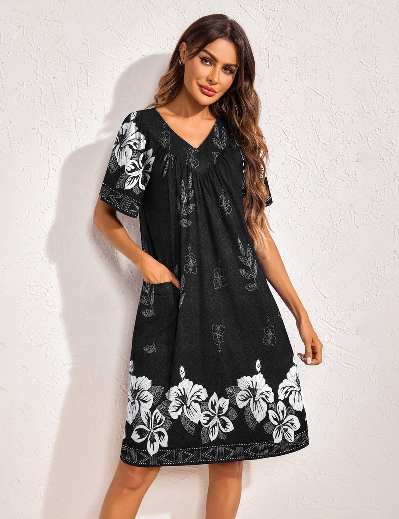 Floral Print Nightdress with Pockets (US Only)