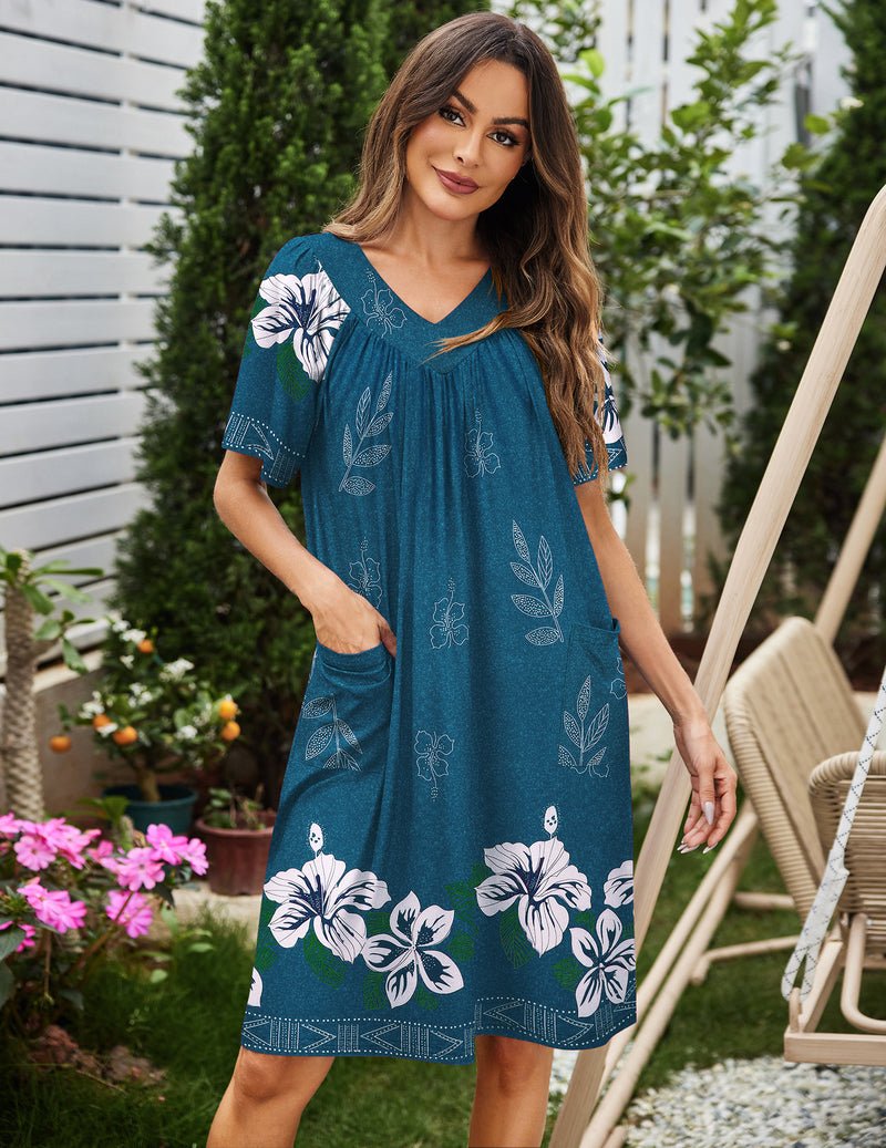 Floral Print Nightdress with Pockets (US Only)