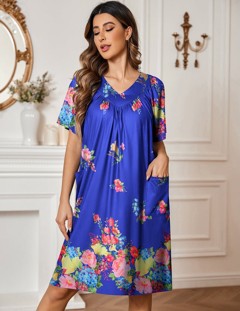 Floral Print Nightdress with Pockets (US Only)