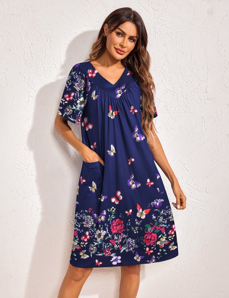 Floral Print Nightdress with Pockets (US Only)