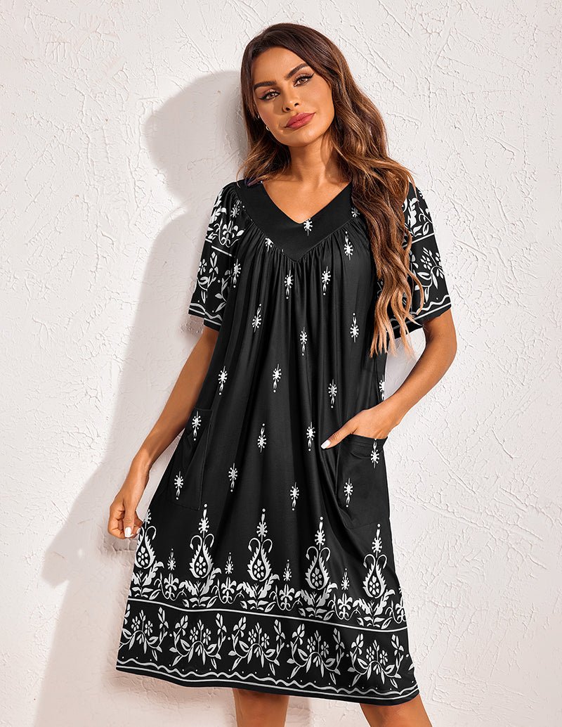 Floral Print Nightdress with Pockets (US Only)