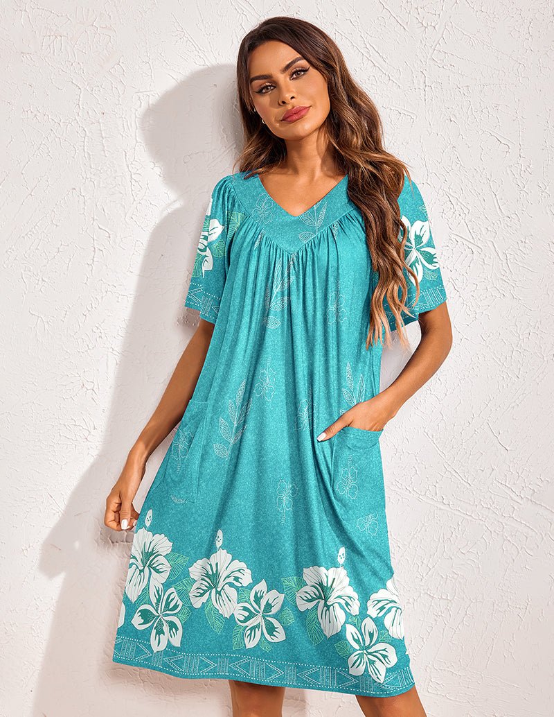Floral Print Nightdress with Pockets (US Only)