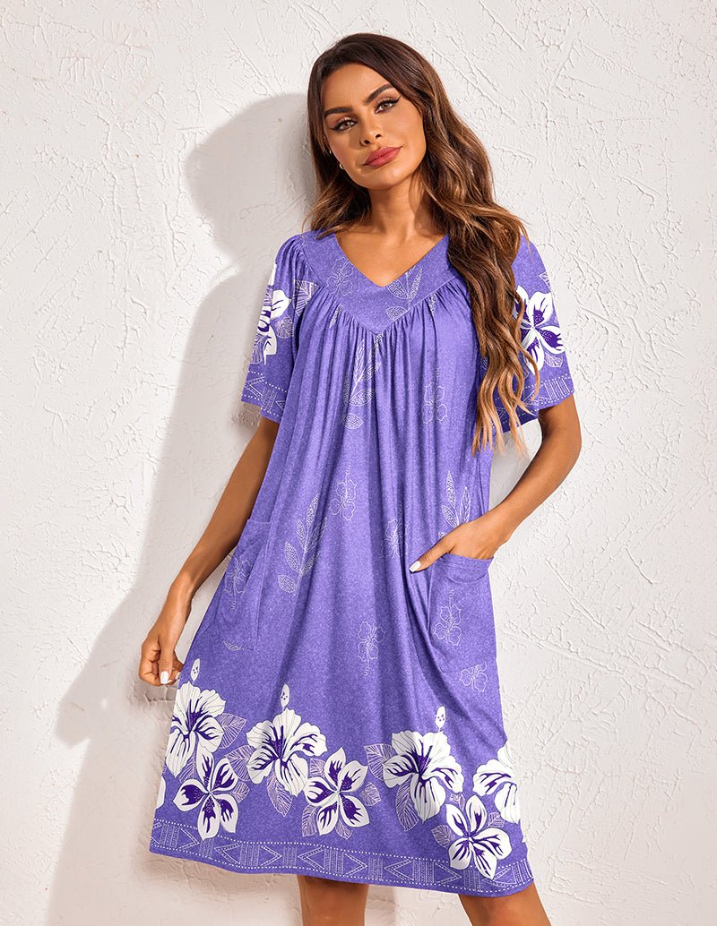 Floral Print Nightdress with Pockets (US Only)
