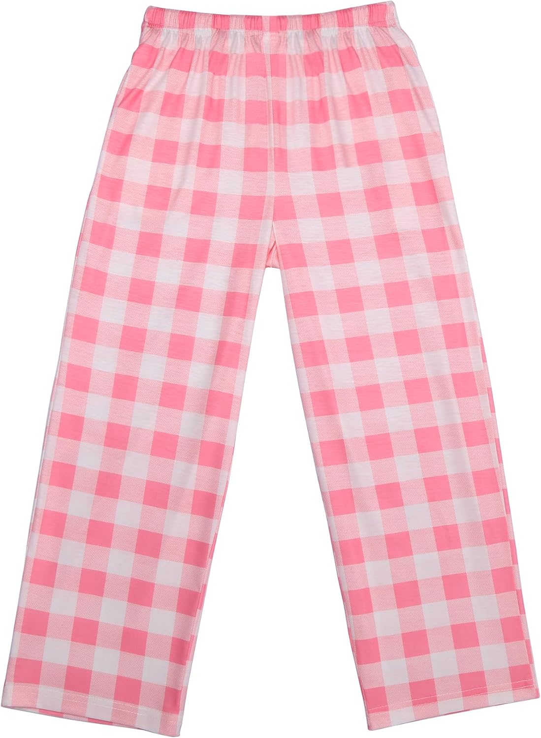 Girls soft pajama pants in pink and white gingham check with elastic waistband