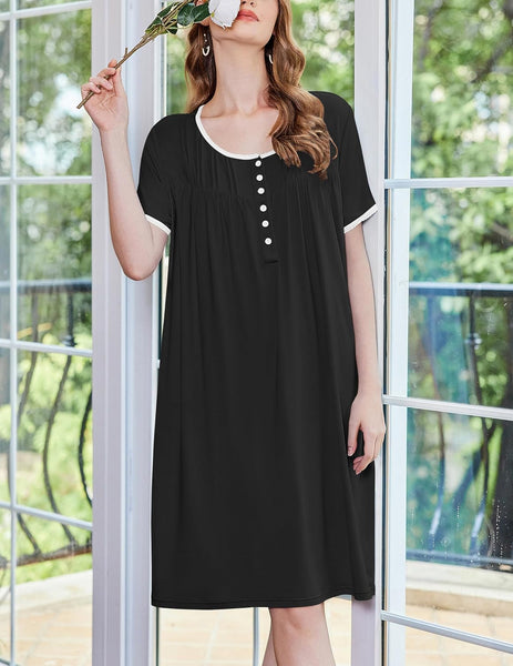 moo moo dress nightgown Women's Adaptive Diamond Neck Top With Back Overlap, Adaptive Clothing For Women With Disabilities, Adaptive Wear For Seniors Handicap Elderly