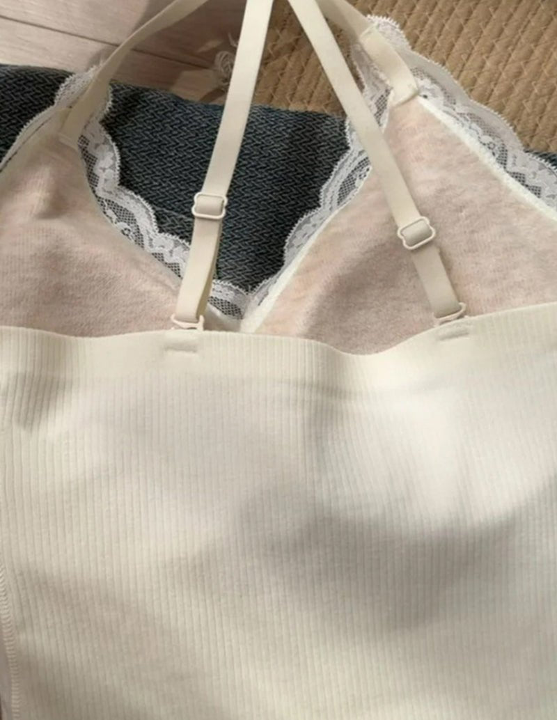 White camisole with adjustable bra straps and supportive underband