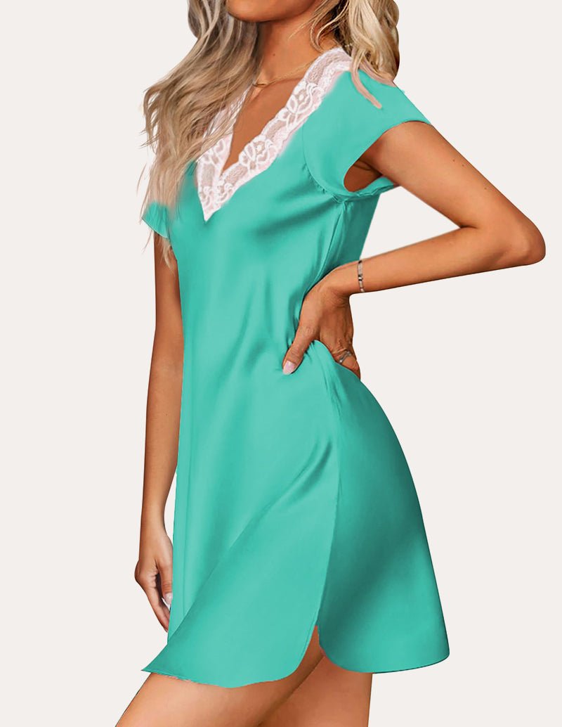 Lace V-Neck Satin Nightgown (US Only)