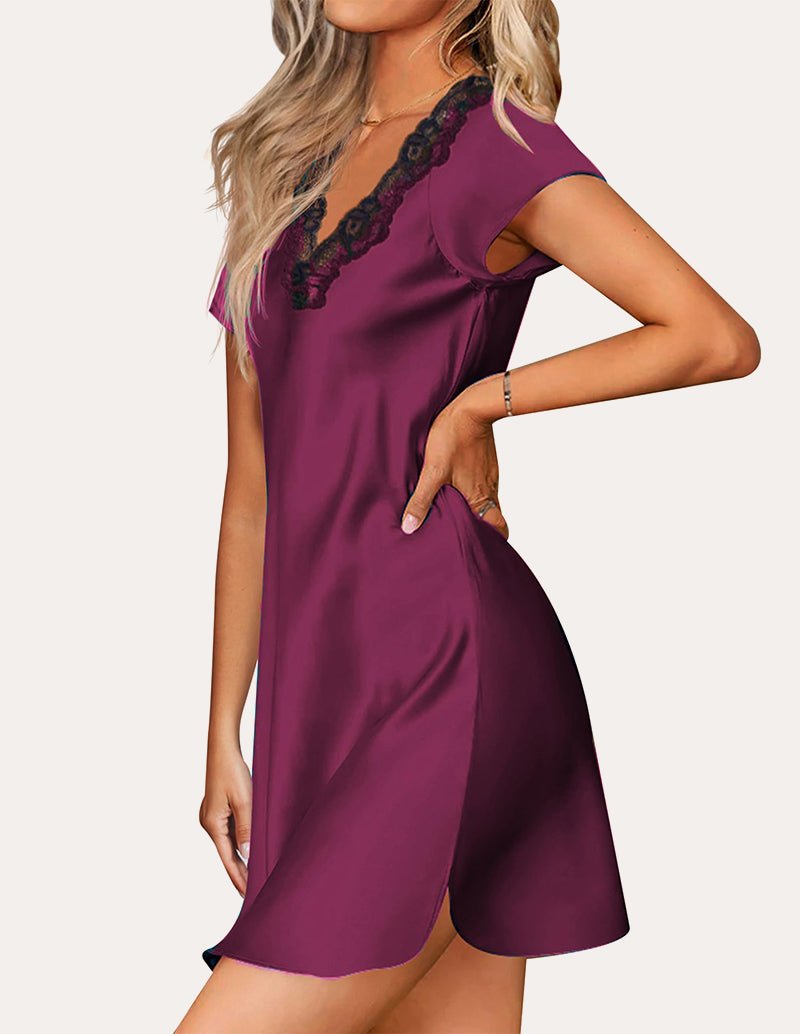 Lace V-Neck Satin Nightgown (US Only)