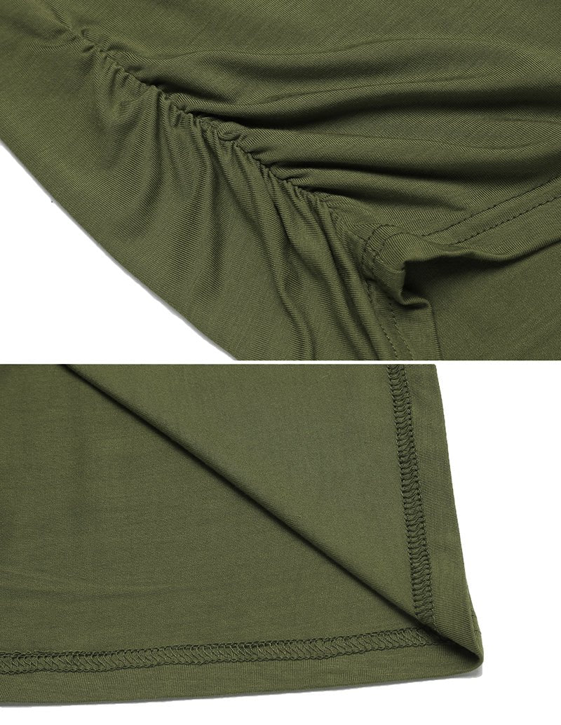 Nursing tank top fabric close-up, Army Green, soft knit with stitched hem