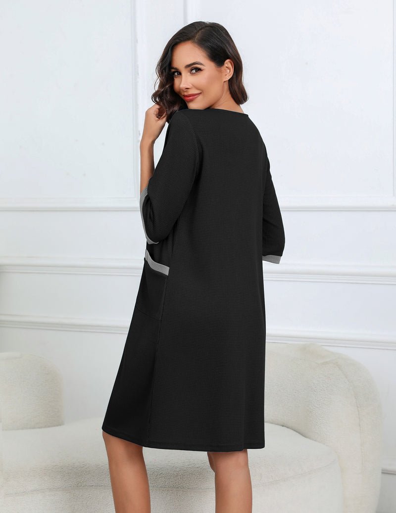 Lightweight Waffle Zip Up Robes Dress (US Only)