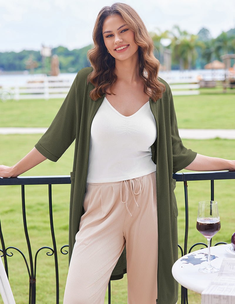 Lightweight Waffle Zip Up Robes Dress (US Only)