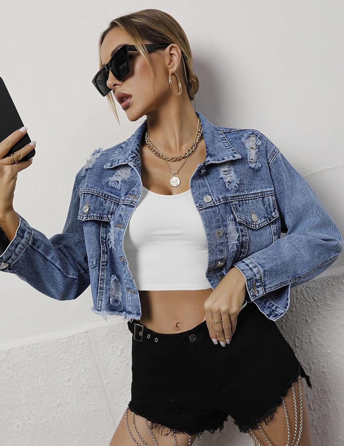 Weiße Langarm-Crop-Top, Rundhalsausschnitt, langarm, figurbetontes Thermalshirt