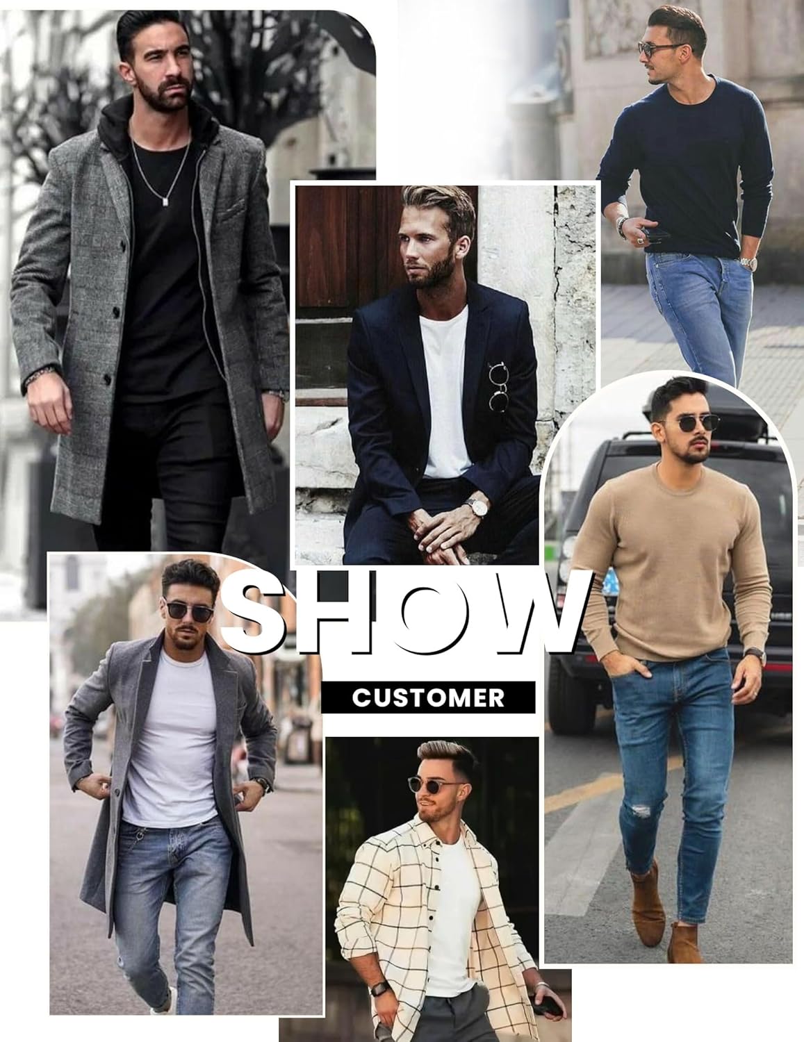 Mens long sleeve fleece thermal sweatshirt, assorted colors shown in collage