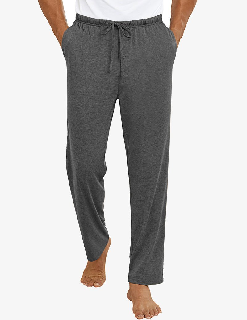 Men’s pajama pants, heather gray, elastic waistband with drawstring, full-length