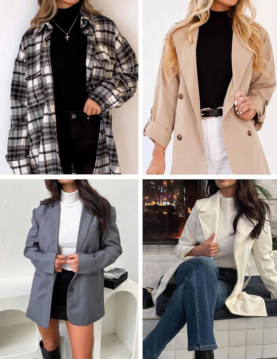 Mock-Turtleneck Longsleeve aus Rippstrick, schwarz und beige (Multi-Farbansicht)