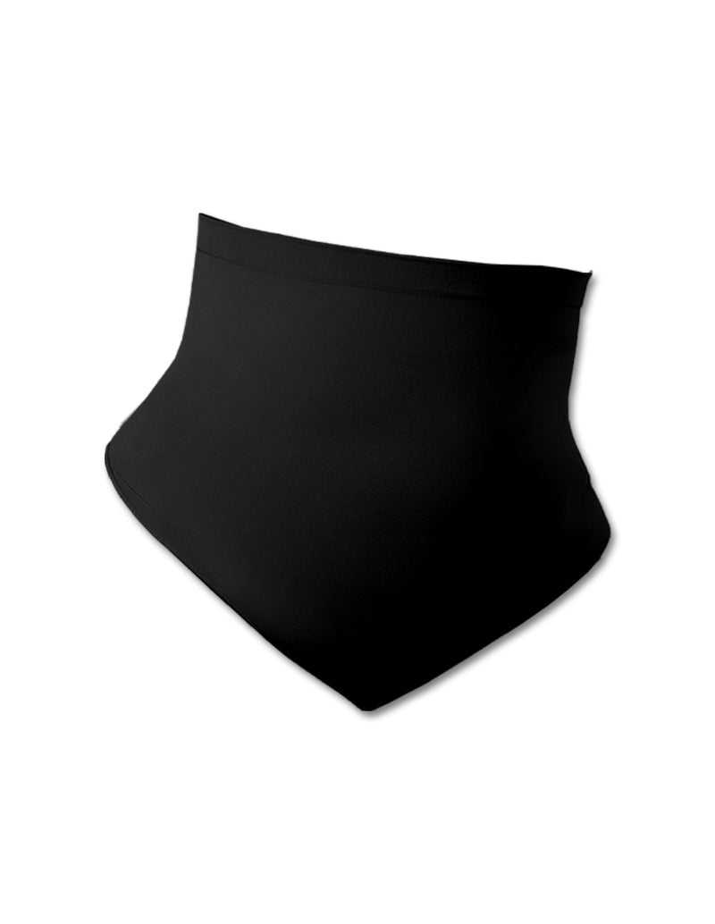 Black high-waist tummy control shapewear brief, folded flat, full coverage