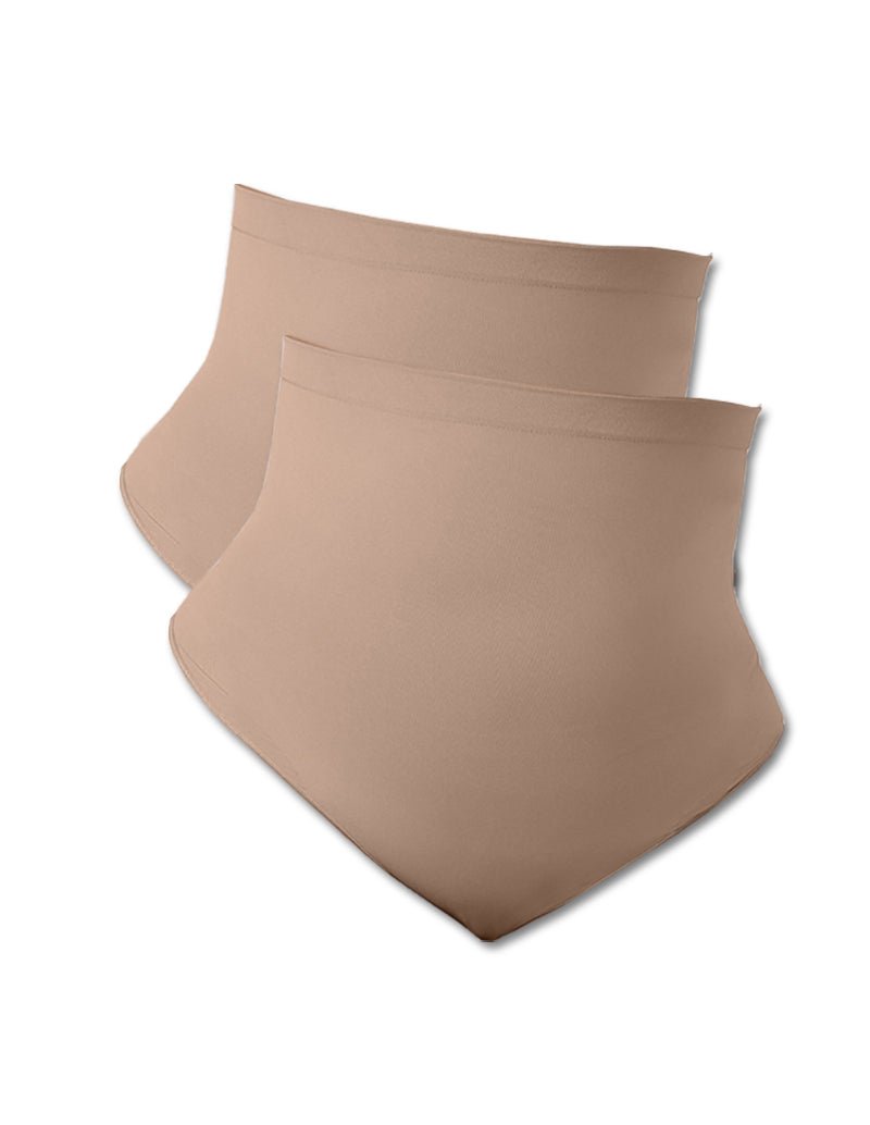 Beige high-waist tummy control shapewear briefs, set of two