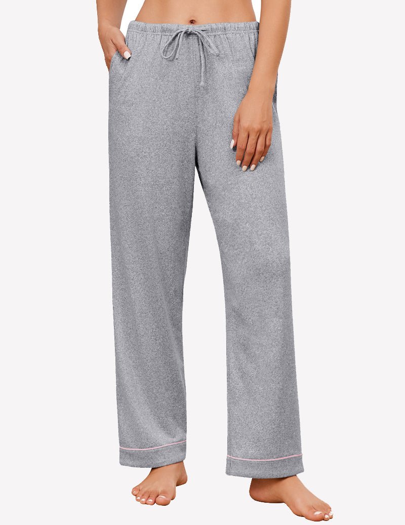 Ekouaer soft drawstring pajama pants in grey with elastic waist and cuff trim
