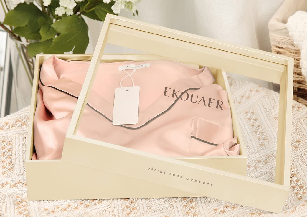 Gift box with blush pajama set and hang tag
