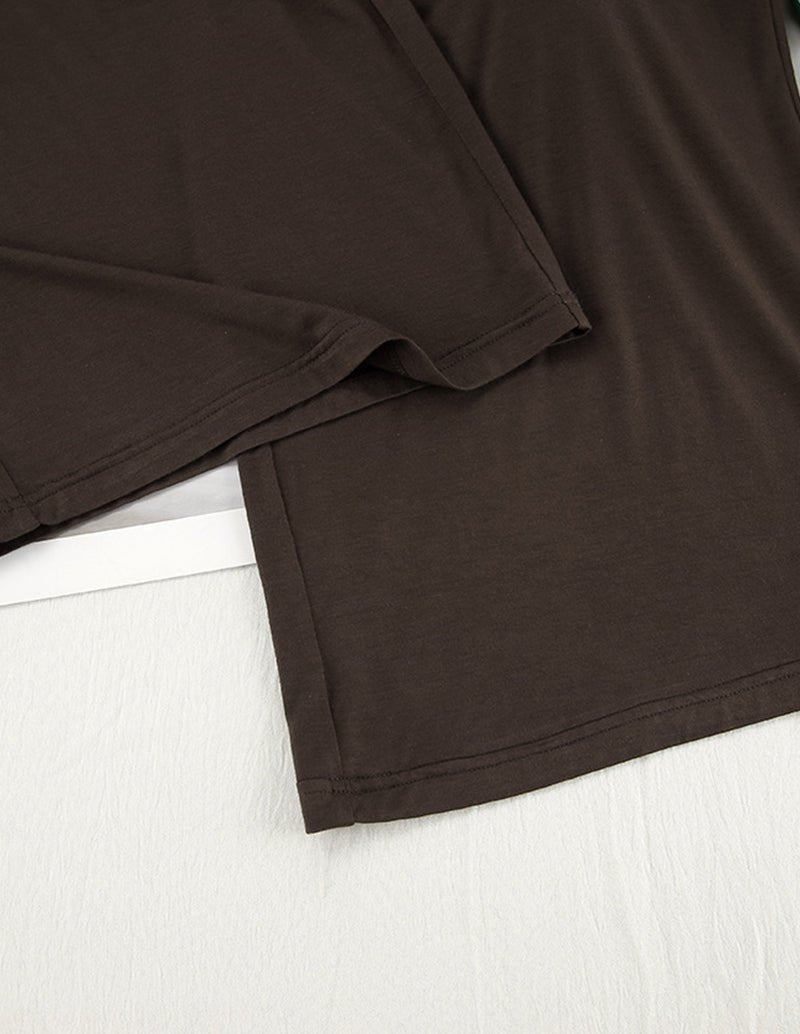 Relaxed fit lounge set shorts in dark brown, folded leg hem