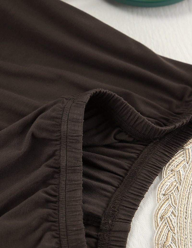 Relaxed fit lounge set shorts in dark brown, elastic waist seam