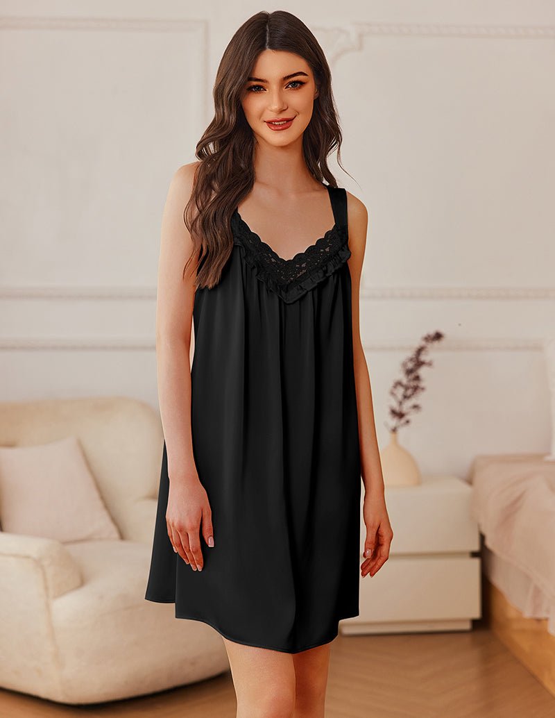 Satin Lace V-Neck Sleep Gown (US Only)
