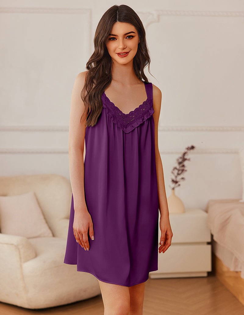 Satin Lace V-Neck Sleep Gown (US Only)