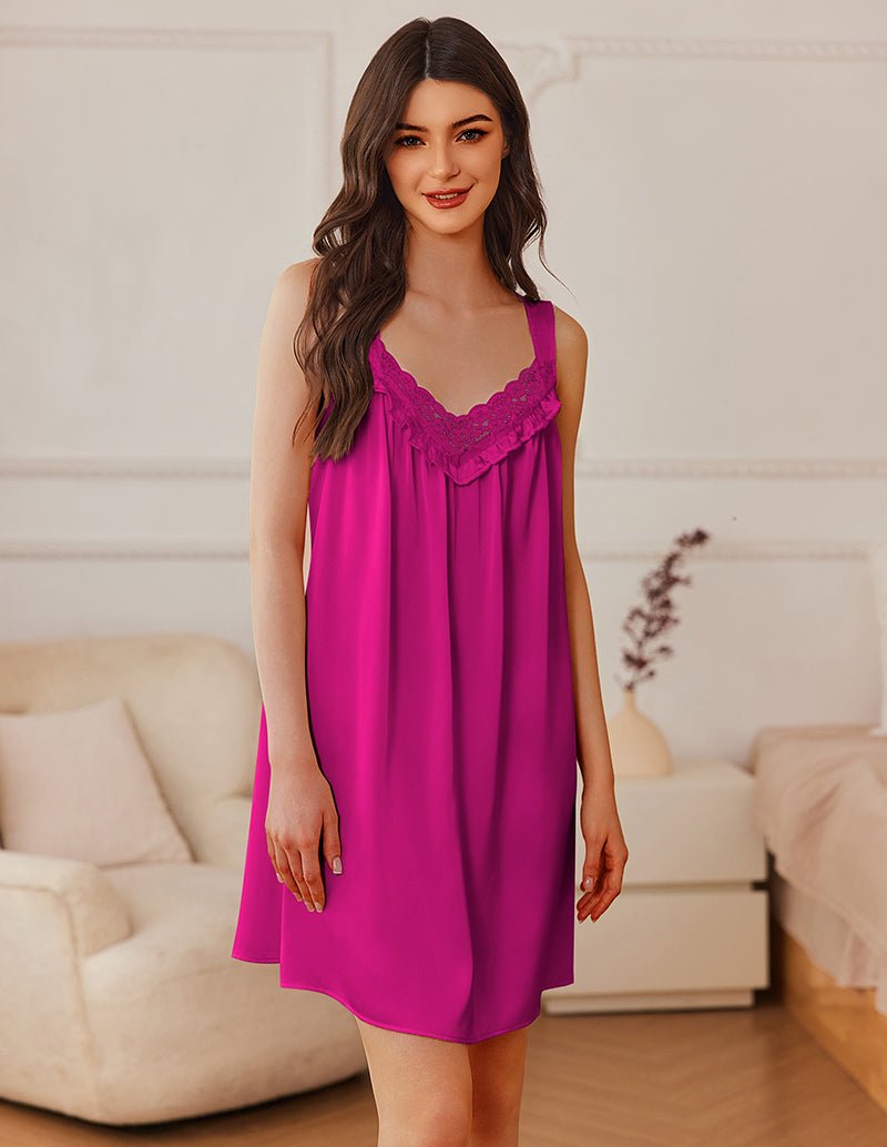Satin Lace V-Neck Sleep Gown (US Only)