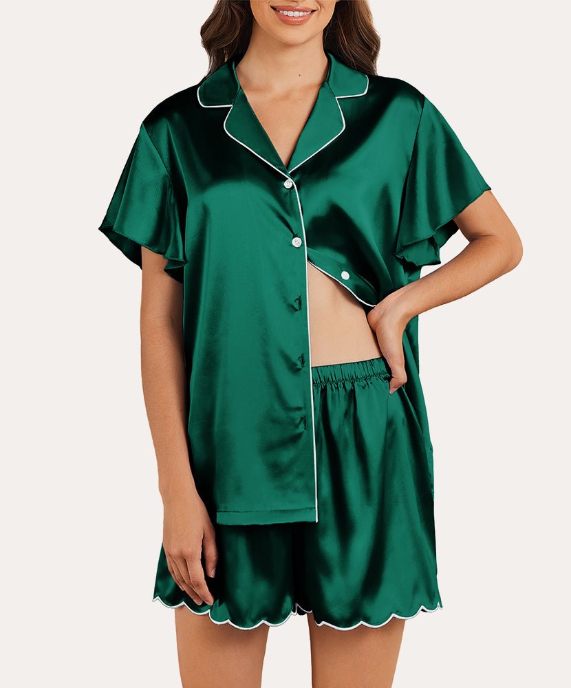 Satin Ruffle Sleeves Pajama Set (US Only)