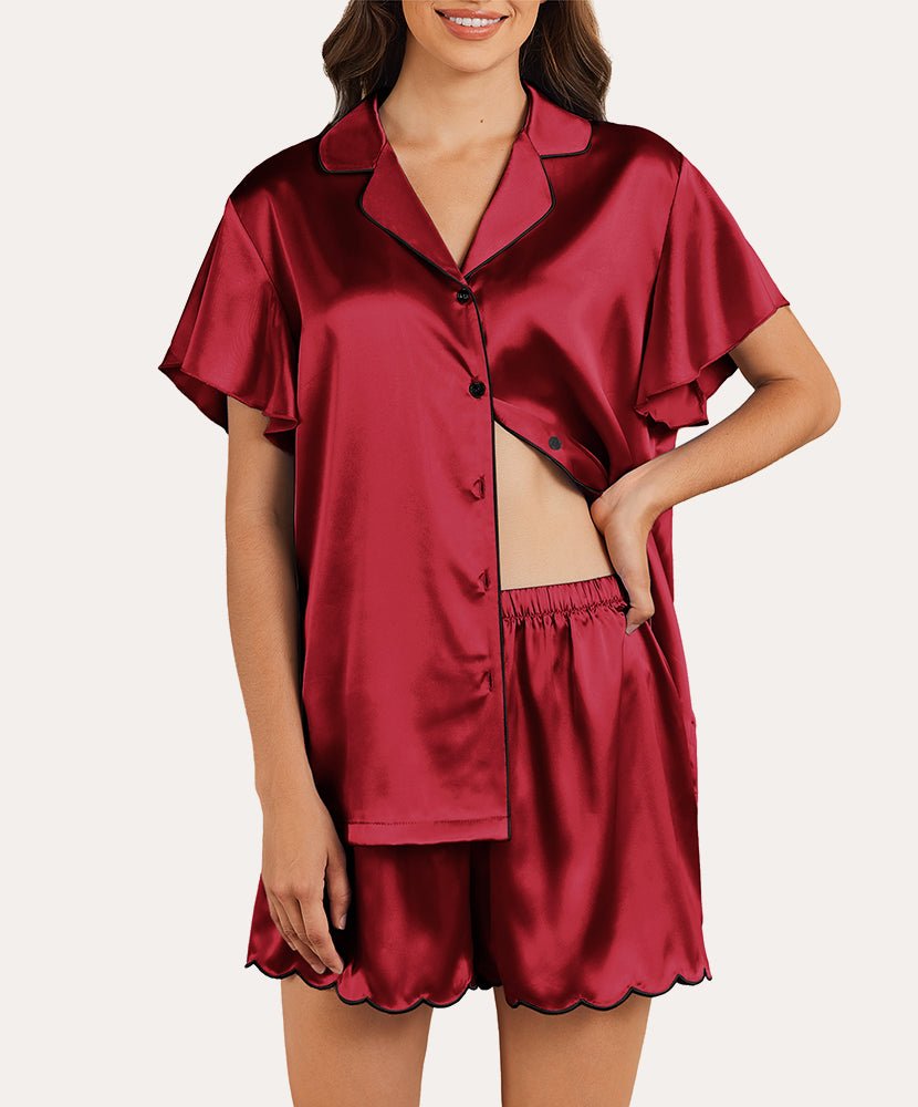 Satin Ruffle Sleeves Pajama Set (US Only)
