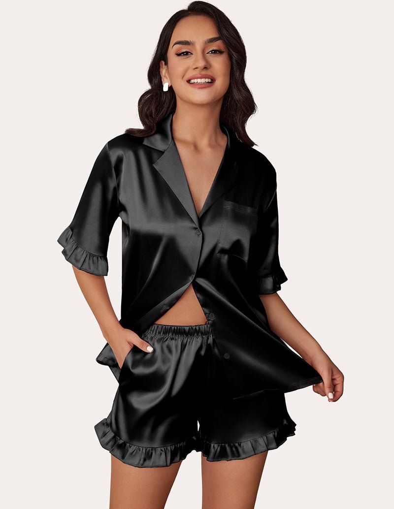 Satin Ruffled 2-Piece Pajamas Set (US Only)