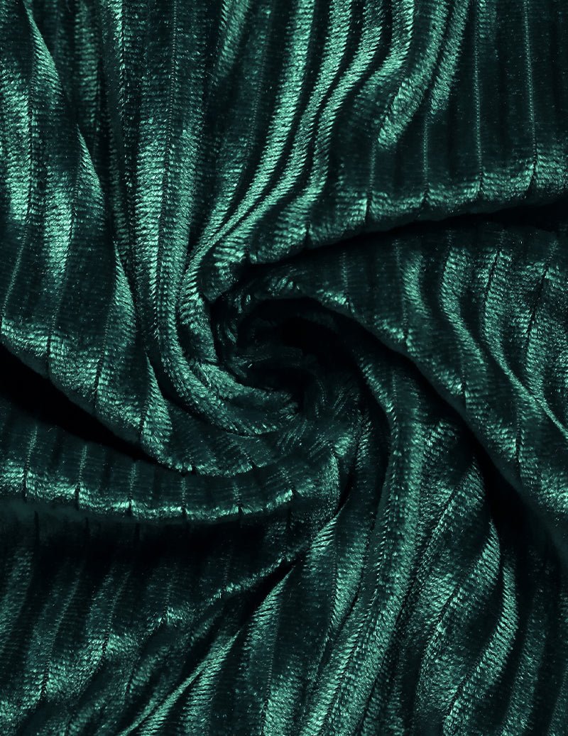 Pleated ruffle A-line dress fabric in dark green texture