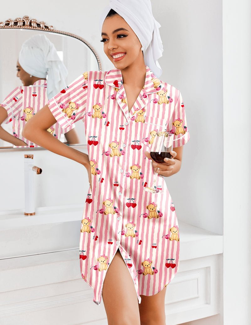 Teddy Classic Satin Notch Collar Nightshirt (US Only)