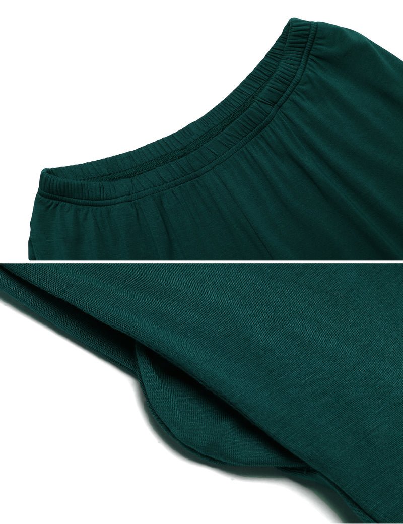 Grünes Sleepwear PJ Set: breiter Bund am Hosenbund und glatt gesäumte Beinpartie