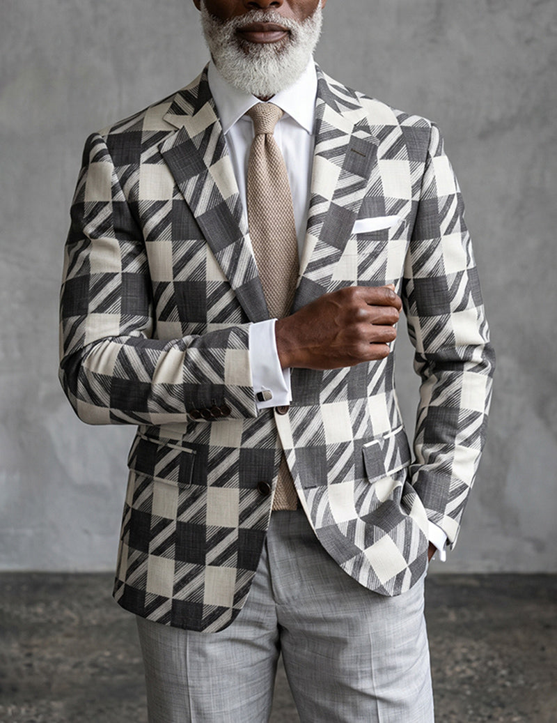 Men's Slim Fit Plaid Checkered Blazer – Patterned Business Casual Jacket
