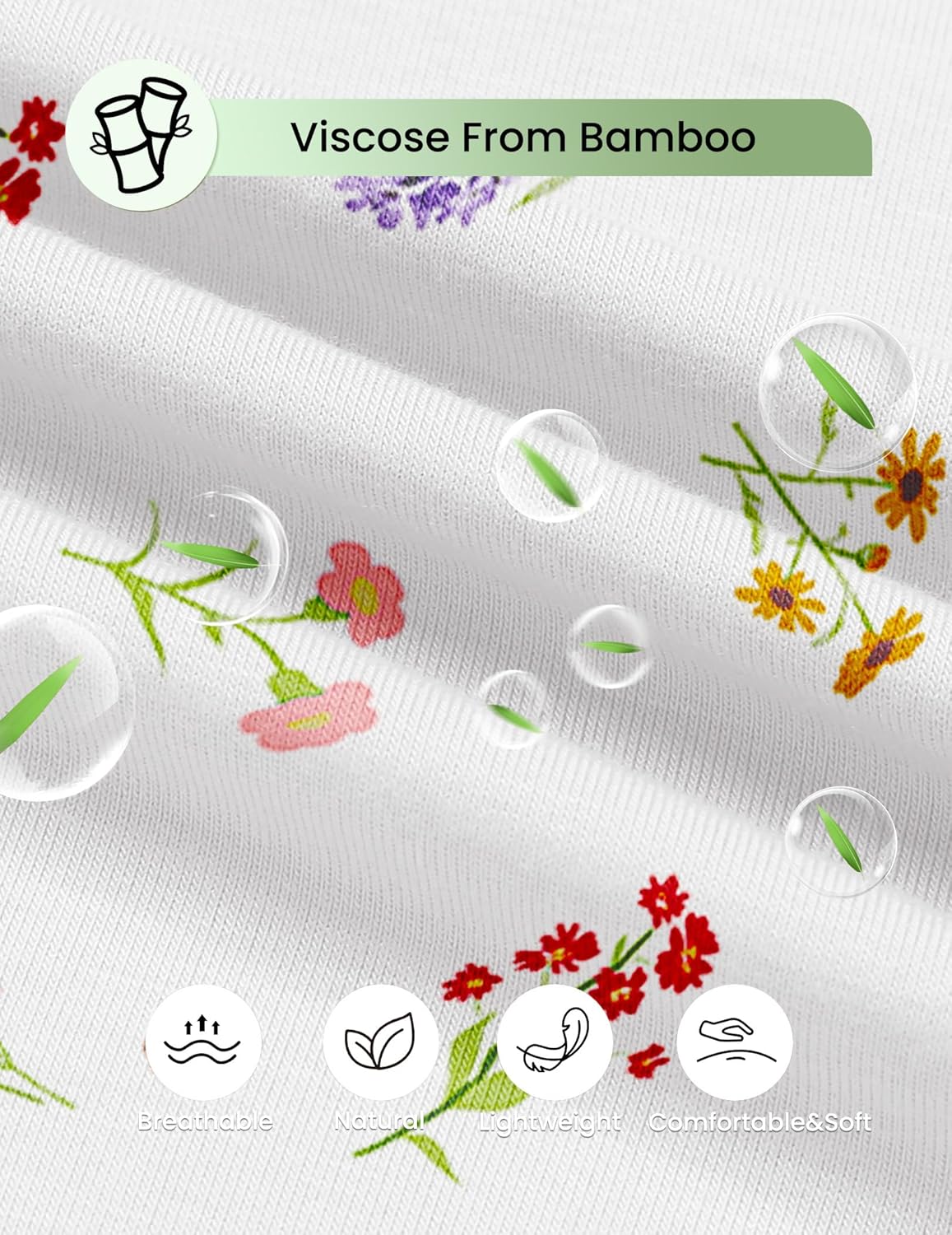 Close-up of white fabric with multicolor floral pattern