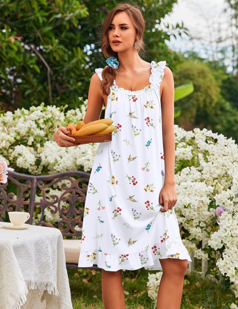 Ekouaer Cute Ruffle House Dress with Pockets Daisy / M