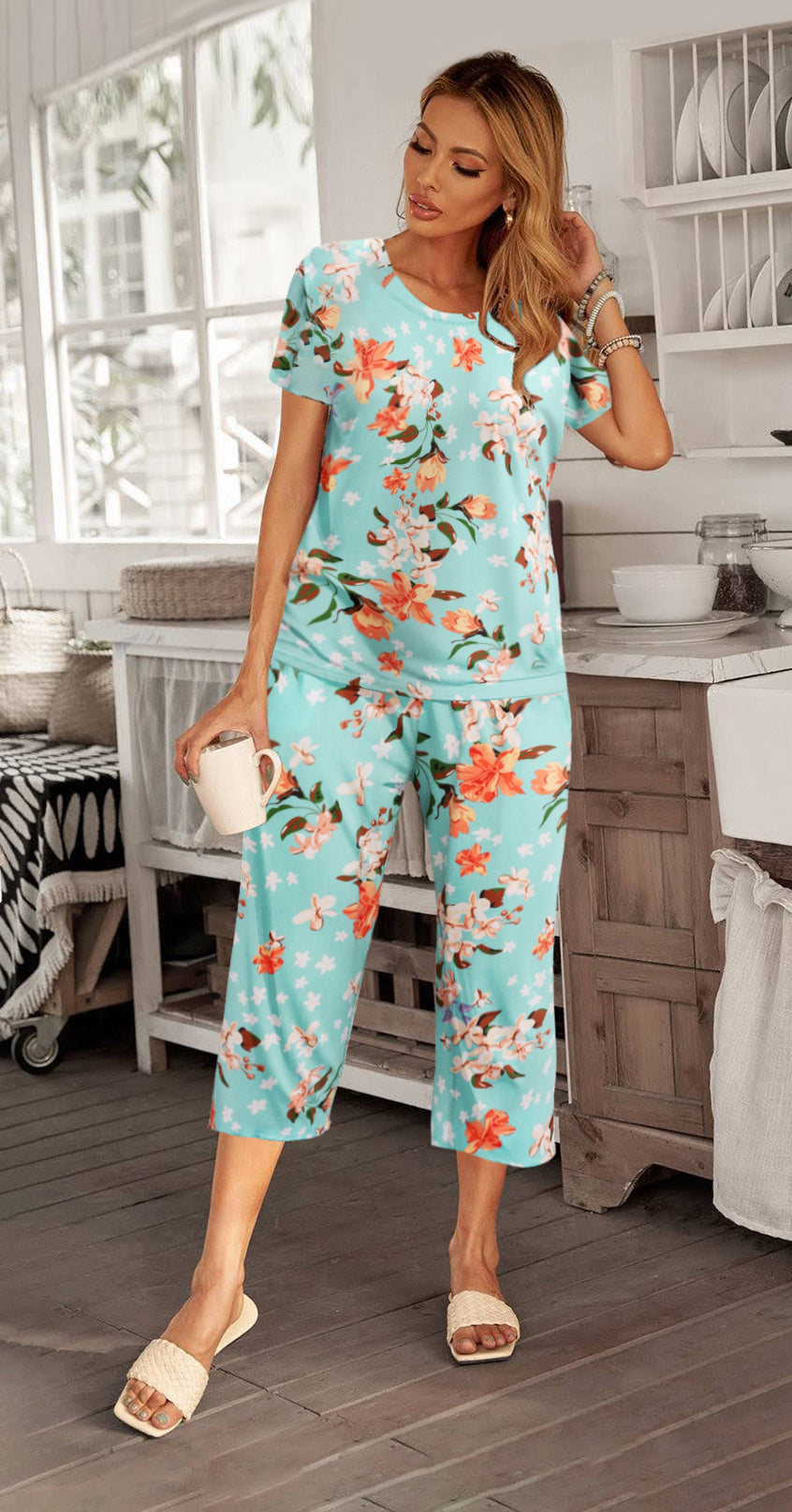 Ekouaer Cute Print with Pockets Pajama Sets