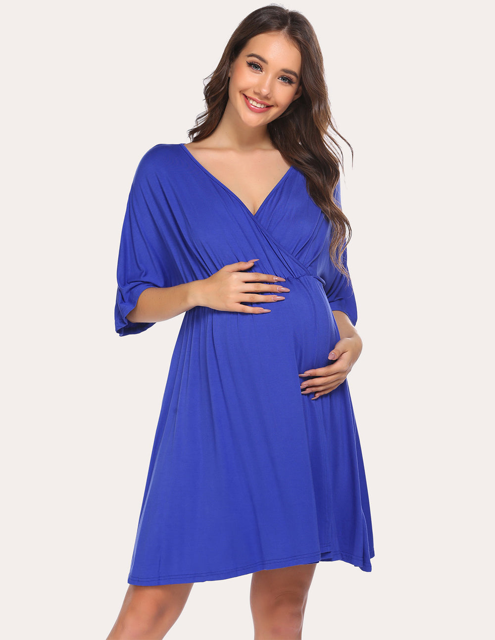 Ekouaer Nursing Gown 3 in 1 Delivery/Labor/Nursing Nightgown Women  Maternity Hospital Gown Zipper Breastfeeding Sleepwear, A_navy Blue, M  price in UAE,  UAE