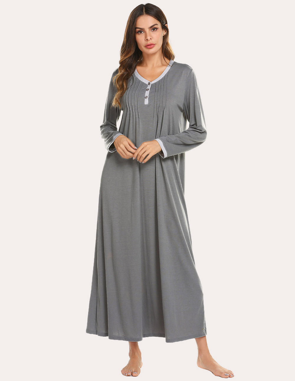 Ekouaer Women's Nightshirt Short Sleeve Button Down Nightgown V-Neck S - My  CareCrew