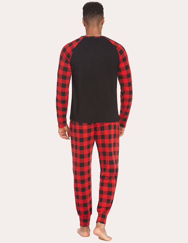 Ekouaer Men Contrast Color Pajama Set