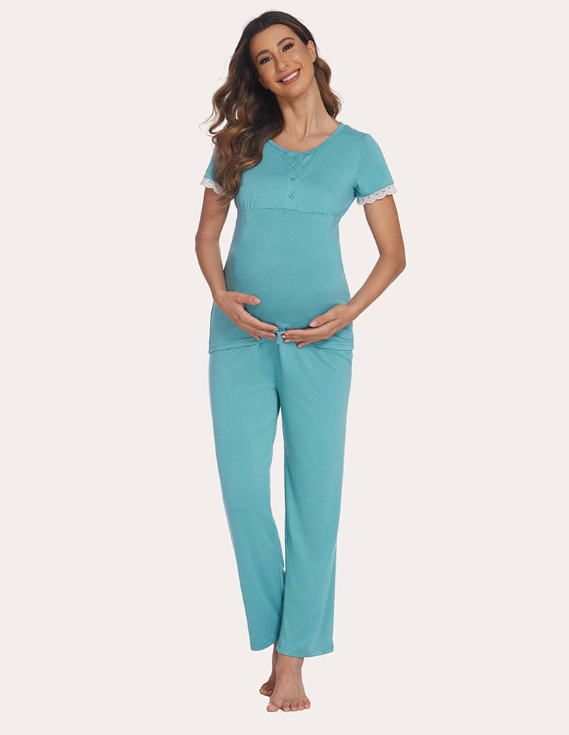 Ekouaer Maternity Breastfeeding Pajamas Set