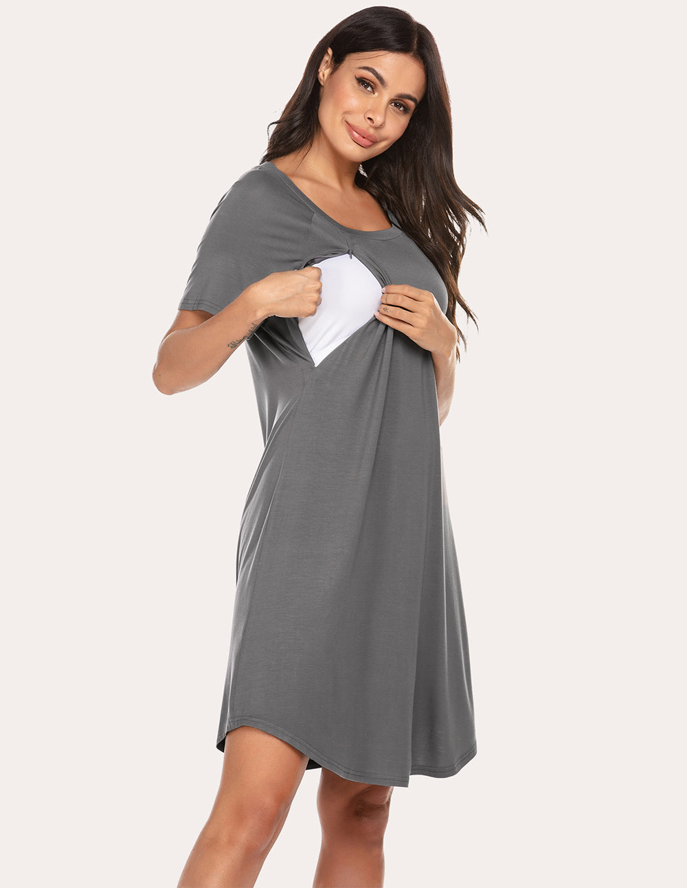 Ekouaer Breastfeeding Nightdress Nursing Nightgown
