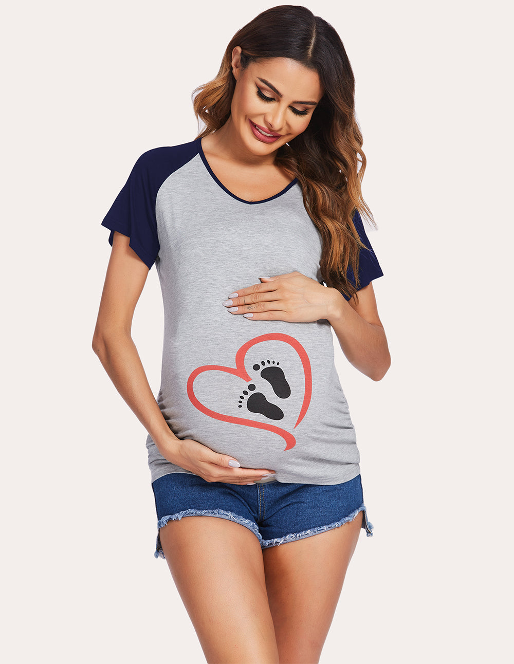 Ekouaer Side Ruched Maternity T-shirt