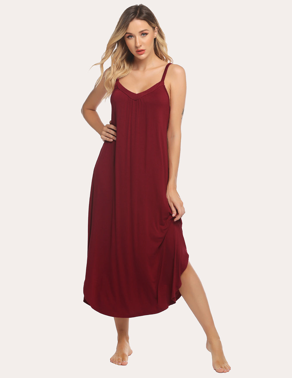 Ekouaer Women's Nightgown Pockets Casual V Neck Nightshirts Short Sleeve  Long Dresses S-XXL : : Clothing, Shoes & Accessories