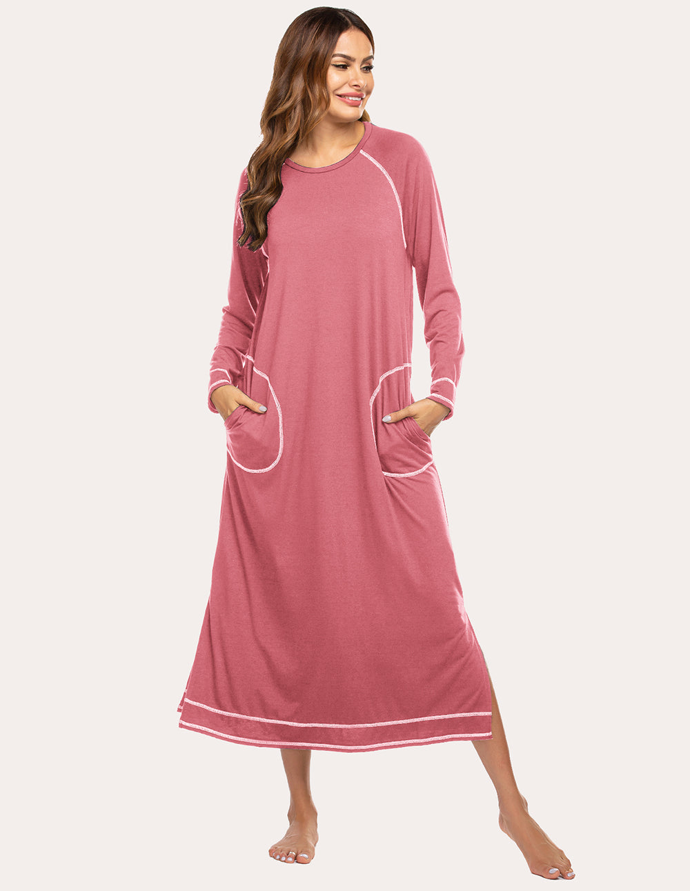 Ekouaer Ultra-Soft Nightdress with Pocket